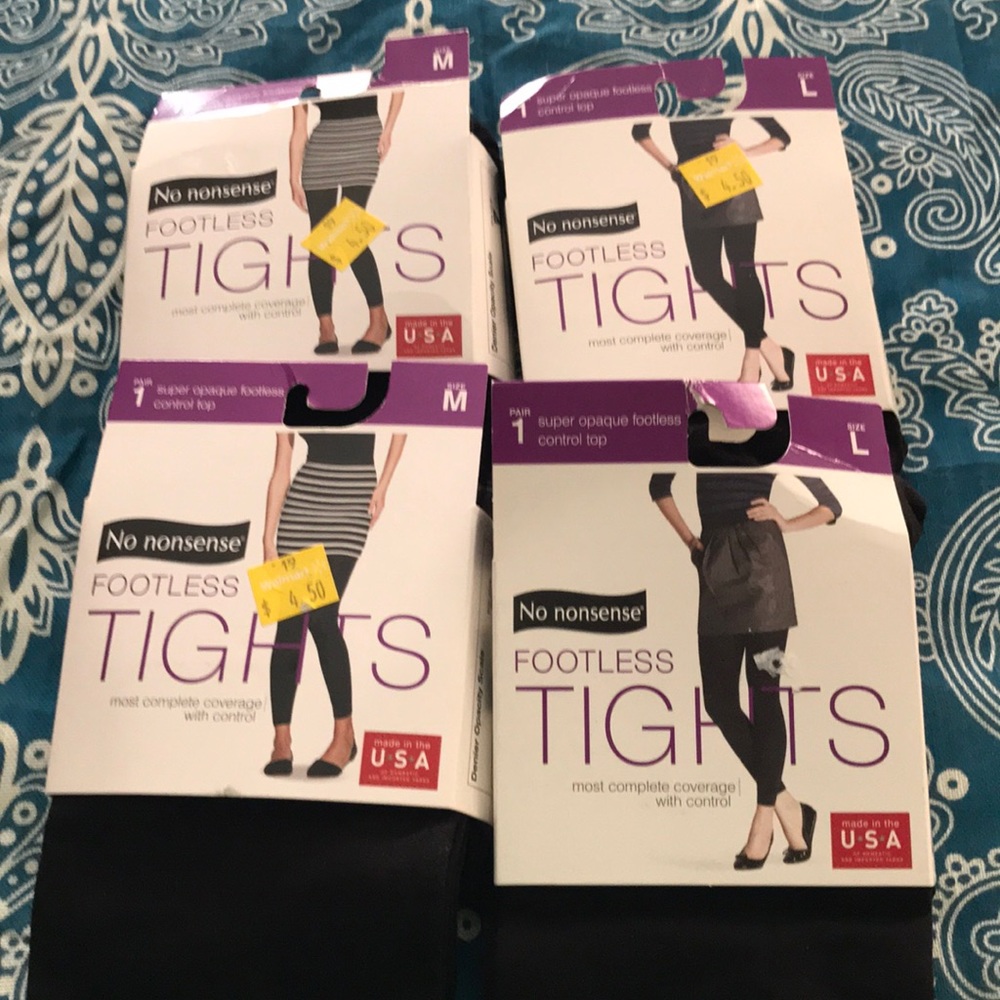 Footless tights; lot of 4; black
